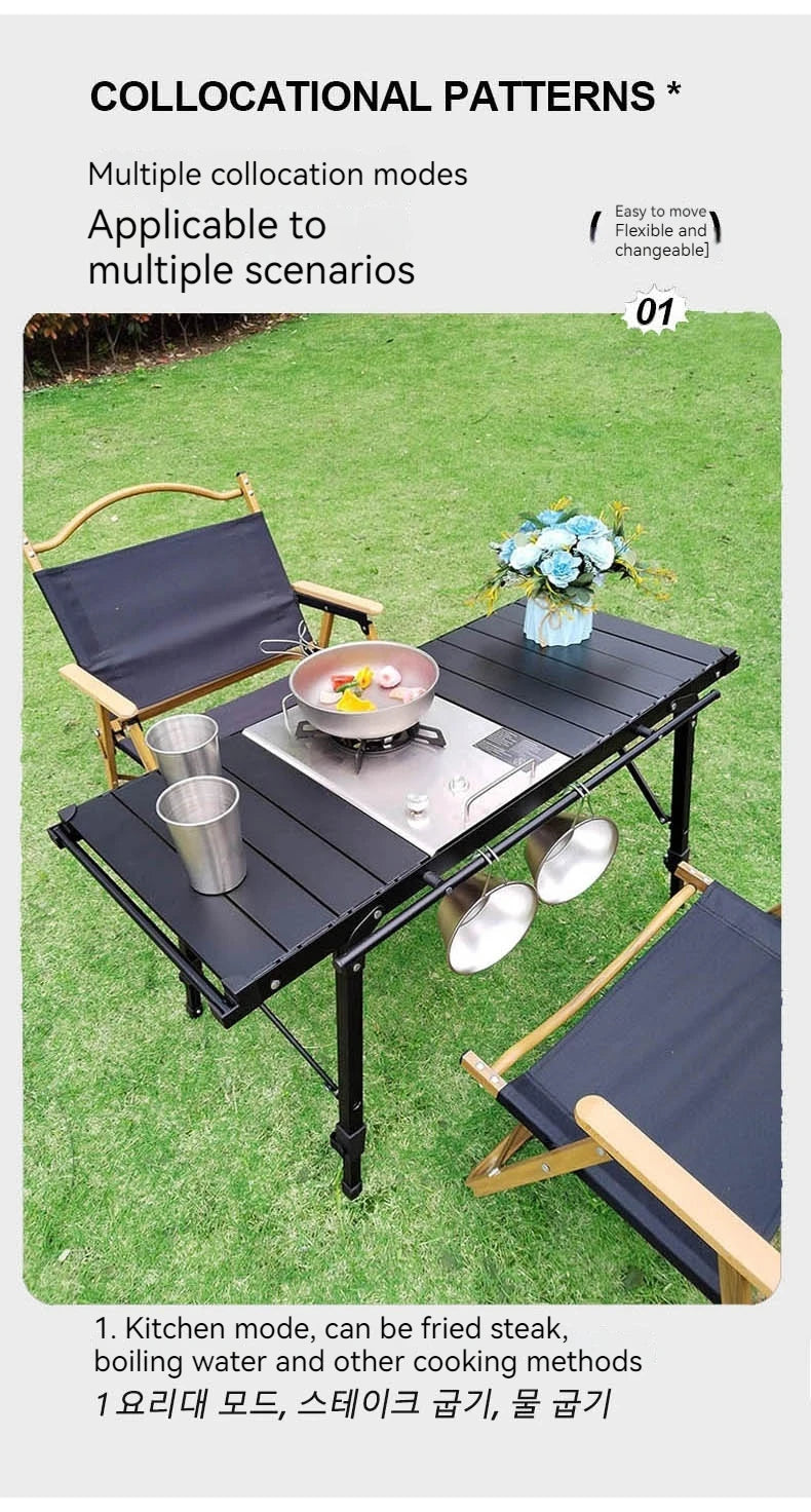 Lohascamping Lightweight Camping Folding Table – Multifunctional IGT Roll Table with Adjustable Legs for BBQ & Desktop Burner