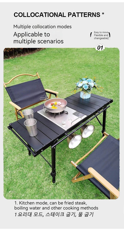 Lohascamping Lightweight Camping Folding Table – Multifunctional IGT Roll Table with Adjustable Legs for BBQ & Desktop Burner