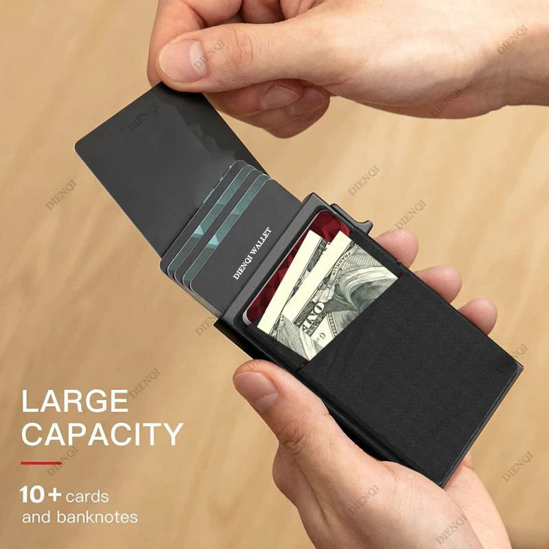 Anti-Theft RFID Aluminum Card Holder – Minimalist Smart Wallet Metal Case for Card Protection