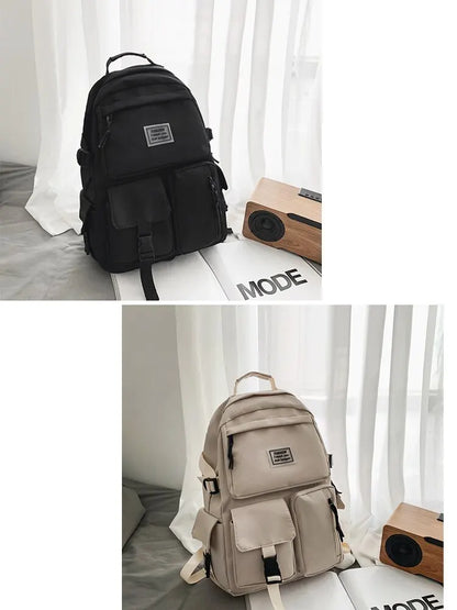 Multi-Pocket Nylon Backpack — Large-Capacity School & Computer Bag for Men & Women