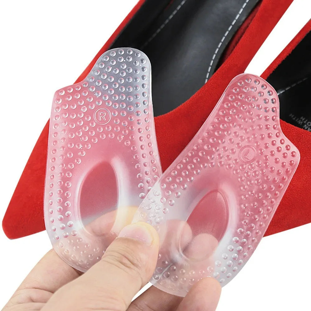 Soft Silicone Gel Heel Pads - Shock Absorbing Self-Adhesive Heel Cups for Heel Spur Support & Cushioning