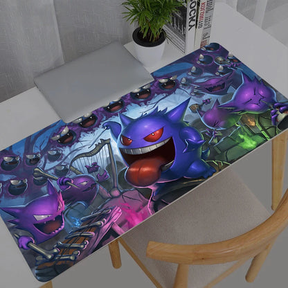 Kawaii Pokémon Gaming Mouse Pad - Gengar and Pikachu Anime Desk Mat for Computer, Keyboard, and Gaming Accessories