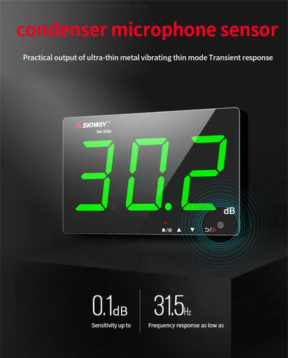 SNDWAY SW-525 Sound Level Meter — Wall-Mounted Digital Noise & Decibel Detector 30-130dB Professional dB Meter