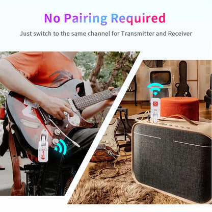 2.4G Wireless Guitar System – Transmitter & Receiver Set for Electric Guitar & Bass, 48K/16bit Real-Time Transmission