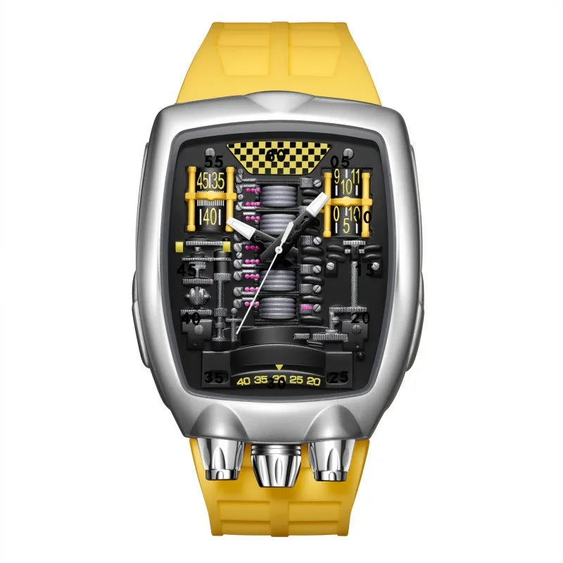 Alien Y2K Transparent Quartz Watch - Creative Hollow Case Design Fashion Men's Wristwatch with Unique Retro Style