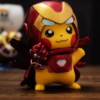 Cos Iron Man & Pikachu Cartoon Action Figures – Cute Anime Car Desktop Model Dolls, Trendy Mini Toys, Perfect Gift for Boys