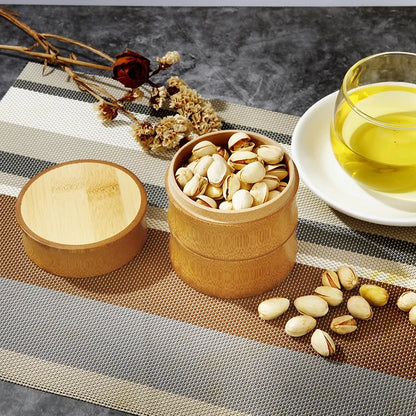 Natural Bamboo Food Storage Box – Eco-Friendly Tea, Nut, & Spice Canister Organizer for Kitchen