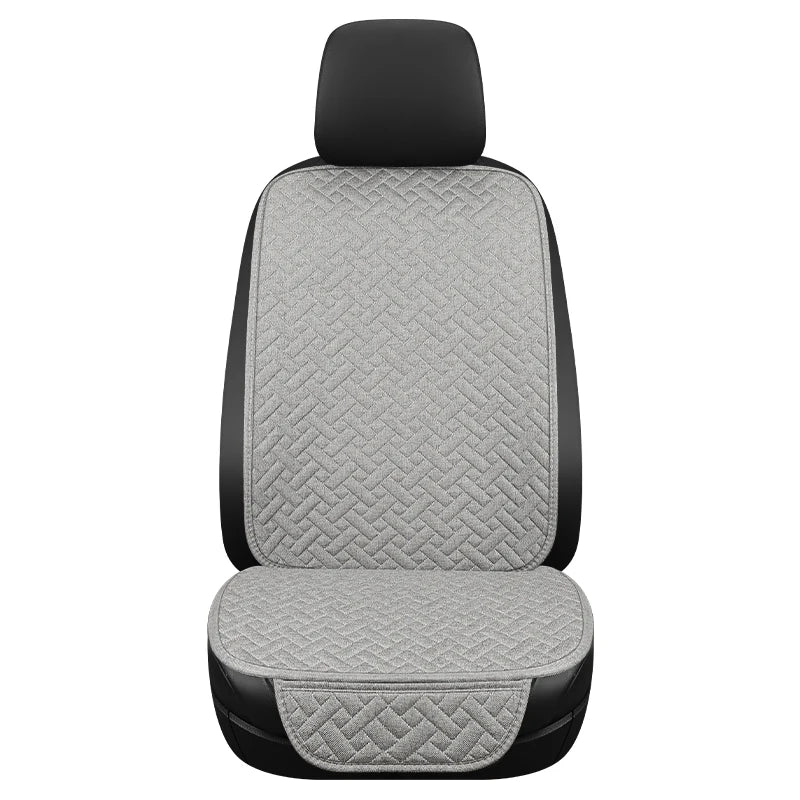 Universal Linen Car Seat Cushion - All-Season Woven Pattern Anti-Slip & Wear-Resistant Seat Cover Set
