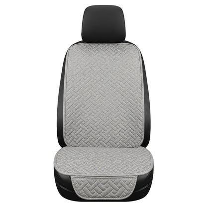 Universal Linen Car Seat Cushion - All-Season Woven Pattern Anti-Slip & Wear-Resistant Seat Cover Set