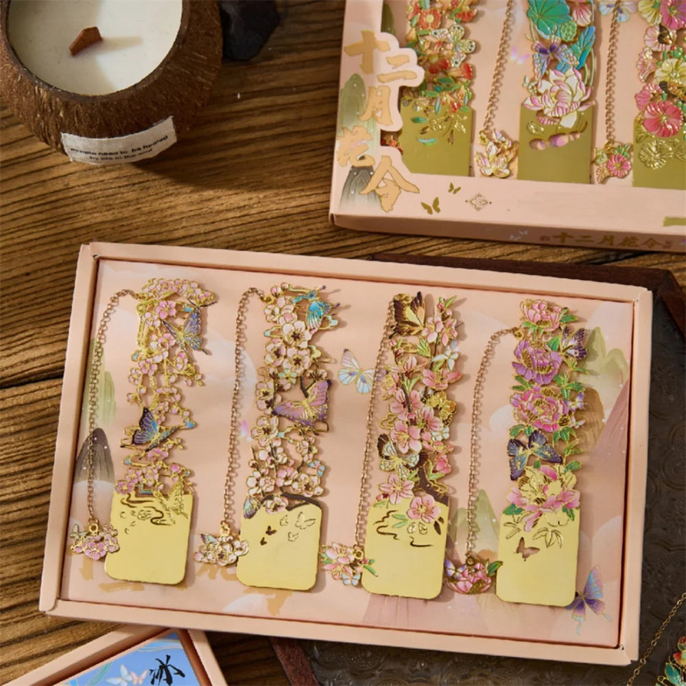 Retro Chinese Style Metal Hollow Bookmarks - Creative Book Clip, Student Stationery for School & Office, New Year Gift