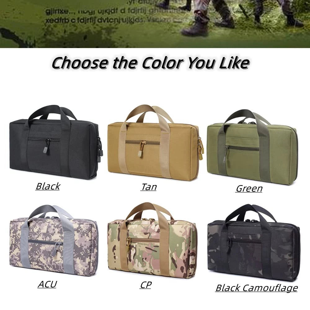 Tactical Pistol Range Bag - Portable Handgun and Ammo Carry Case - Soft Pistol Case with Holster - EDC Hunting Tool Pouch