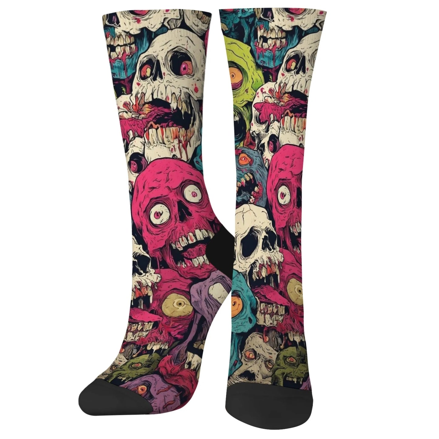 Colorful Skull Crew Socks - Comic Harajuku Retro Novelty Fashion Socks