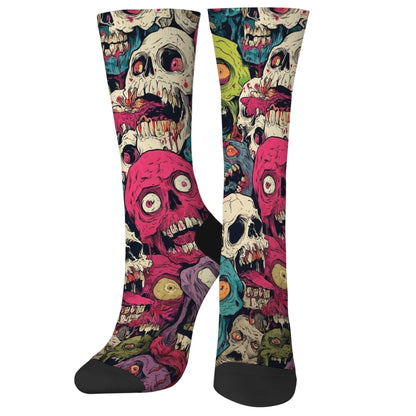 Colorful Skull Crew Socks - Comic Harajuku Retro Novelty Fashion Socks