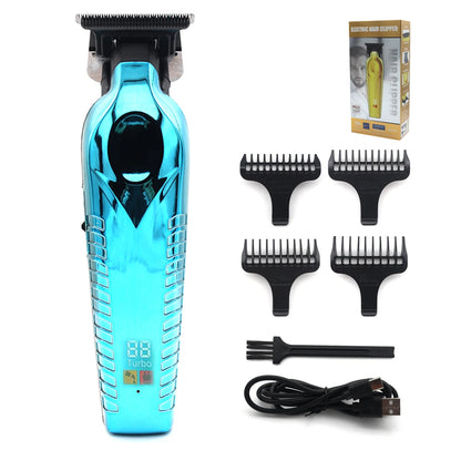 Men's Hair Trimmer – Zero Gapped DLC T-Blade, LED Display, Low Noise, Cordless Professional Hair Clipper for Finishing