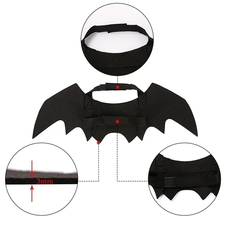 Halloween Cute Pet Clothes - Black Bat Wings Harness Costume for Cats and Dogs, Perfect for Halloween Party