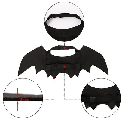 Halloween Cute Pet Clothes - Black Bat Wings Harness Costume for Cats and Dogs, Perfect for Halloween Party