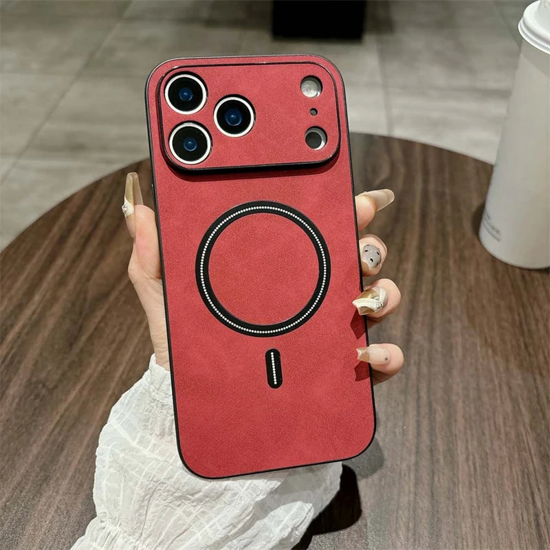 MagSafe Leather Shockproof Phone Case - Magnetic Wireless Charging Cover for iPhone 11, 12, 13, 14, 15, 16 & 17 Series