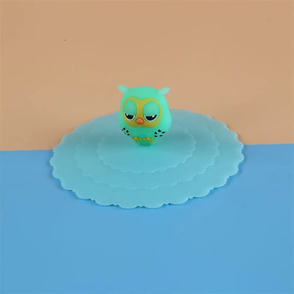 Cartoon 10cm Cute Silicone Cup Cover - Heat-Resistant, Leak-Proof, Dustproof Sealed Lid for Tea Cups