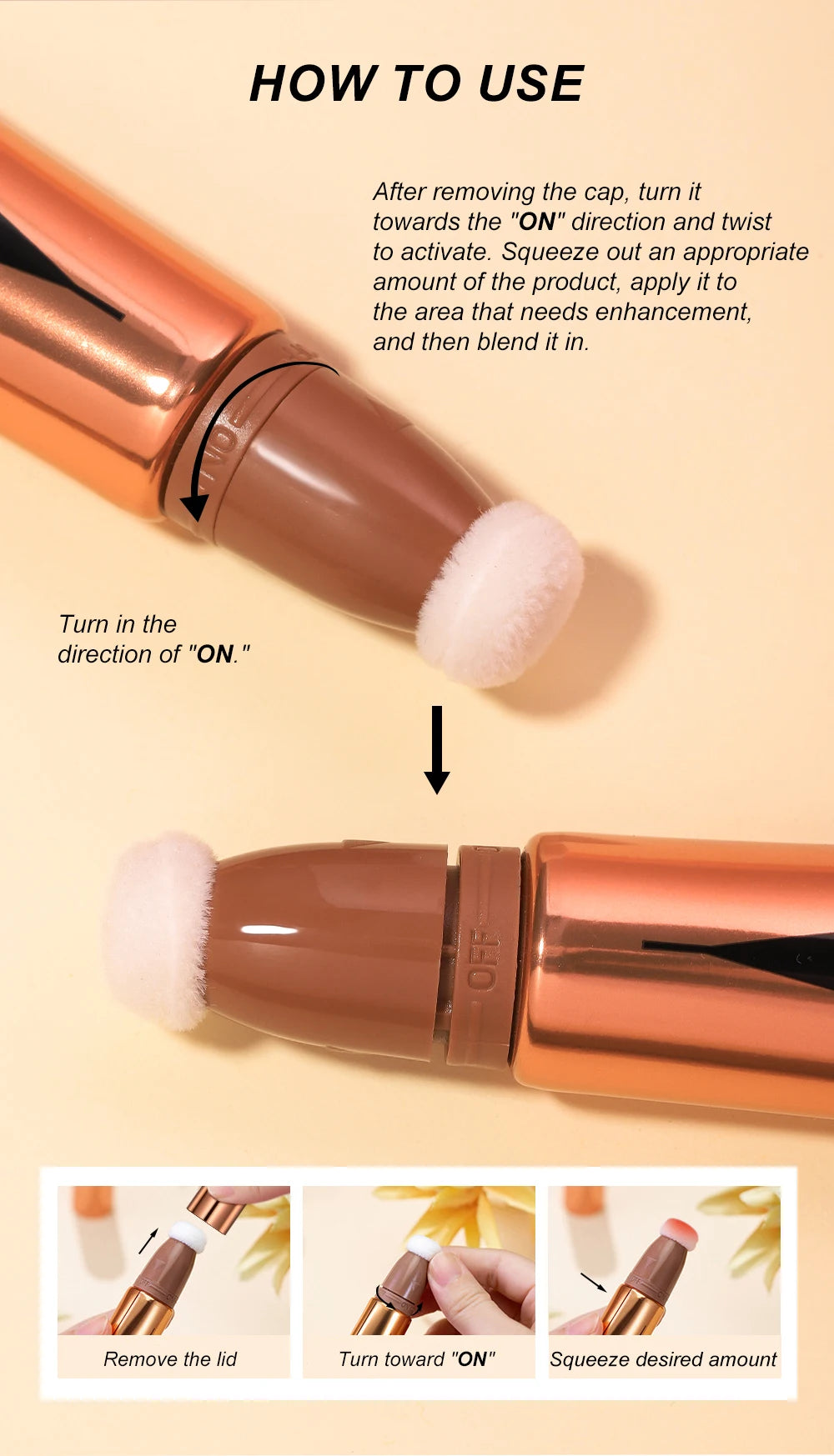 YOUNG VISION Air Cushion Powder Blusher - High Gloss Stick Rouge Makeup Liquid, 6 Color Options