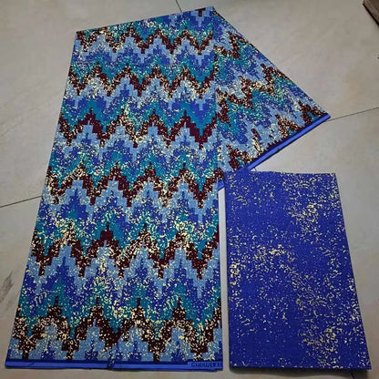 Real Ankara Wax Lace Fabric - 100% Cotton Nigerian Gold Print, 6 Yards Ghana Style Party Dress Material