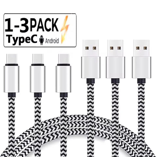 USB Type-C 2.4A Fast Charging Cable – Nylon Braided Data & Power Charger Wire for Huawei, Samsung & USB-C Compatible Devices