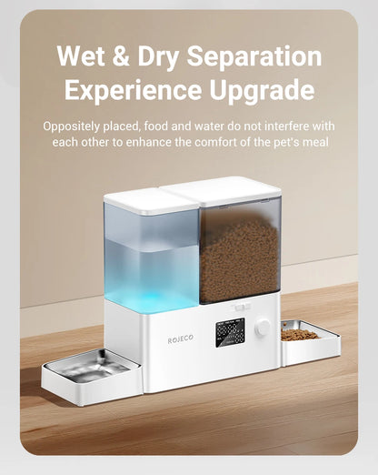 ROJECO 2-in-1 Automatic Pet Feeder & Water Fountain – 8.5L Dog Food Dispenser