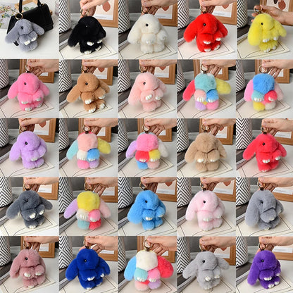15cm Rabbit Fur Keychain - Fluffy Bag Charm, Car Key Pendant & Gift Accessory for Women