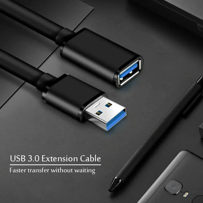 USB 3.0/2.0 Extension Cable – Male to Female High-Speed Extender for Laptop and PC