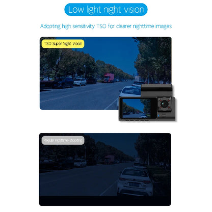 HD 1080P Car Dash Camera – 3-Channel Front, Inside & Rear View Recorder with Night Vision, Loop Recording, Black Box