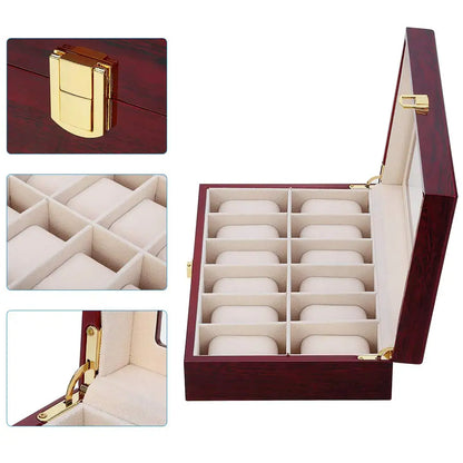 Luxury Wooden Watch Box — 1/2/3/5/6/10/12 Grid Organizer & Holder for Men’s and Women’s Watches, Jewelry Display