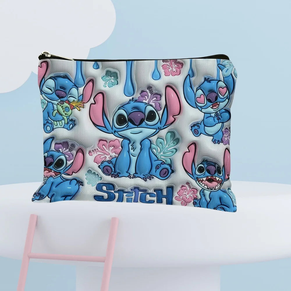 Kawaii Disney Stitch Girls Makeup & Pencil Bag — Portable Large-Capacity School Supplies, Wash Bag & Toy Gift