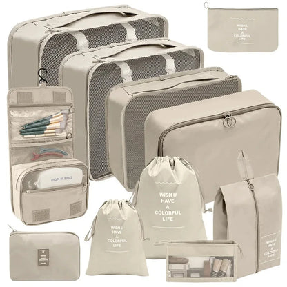 7–10 Pc Travel Organizer Storage Bags Set – Portable Packing Cubes for Suitcase, Clothes, Shoes & Luggage Tidy Pouch