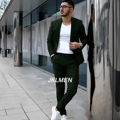 Gray Men’s 2 Piece Suit - Summer Casual Blazer & Pants Set for Wedding, Formal Events and Groom Style XS-5XL