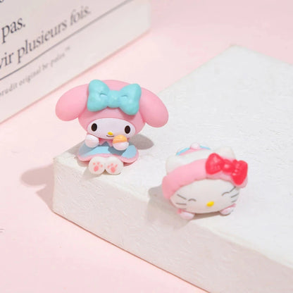 5Pcs Sanrio Anime Figures – Kuromi, Pochacco, Cinnamoroll & Melody Dolls for Desktop Display & Car Ornaments