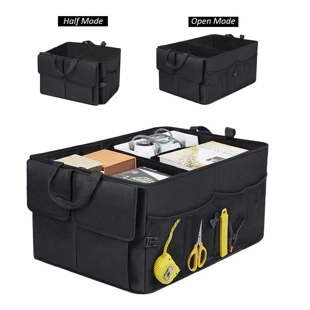 Universal Folding Car Trunk Organizer - Multifunctional Storage Container Bag for Tools, Food, and Accessories, Compact and Durable Trunk Box for All Cars
