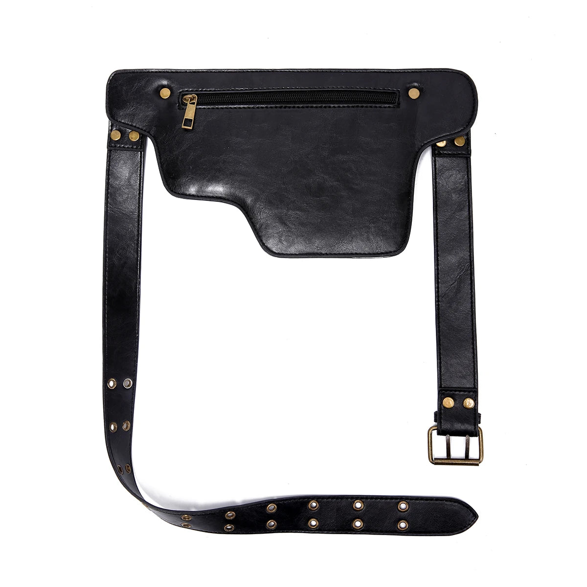 Cool Punk Motorcycle Style Waist Bag – Retro Adjustable Belt Bag for Outdoor Sports, Fashionable Fanny Pack