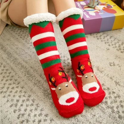 Fuzzy Plush Winter Socks - Warm Non-Slip Snowflake Slipper Socks for Women, Home & Sleeping