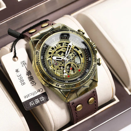 BINBOND A275 Men’s Retro Tourbillon Mechanical Watch – Waterproof Leather Strap Luxury Wristwatch