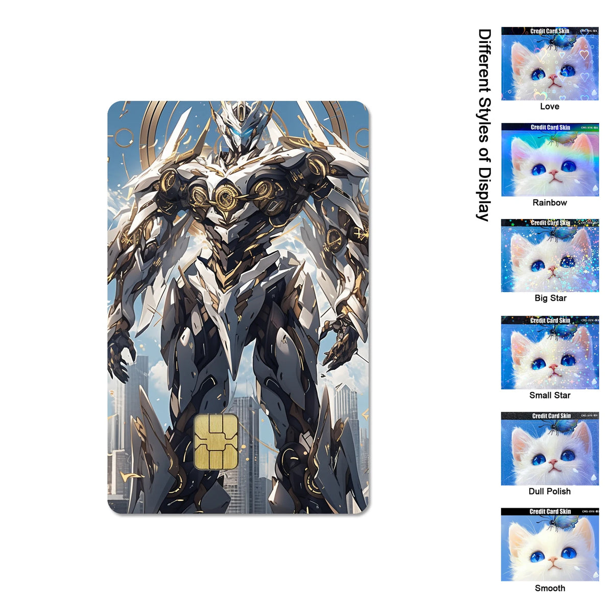Gundam RX-78-2 & ZGMF-X19A Card Stickers - 2.5D HD Matte Waterproof PVC Skins for Credit and Debit Cards