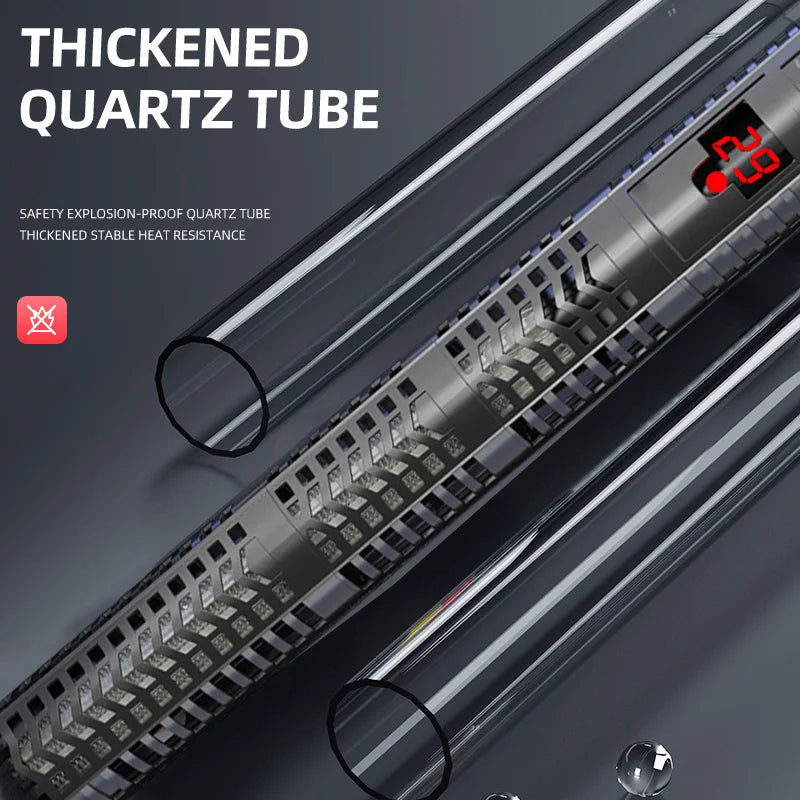 25W-300W Fish Tank Aquarium Heating Rod - Quartz Glass with Digital Display & Automatic Thermostat for Aquariums