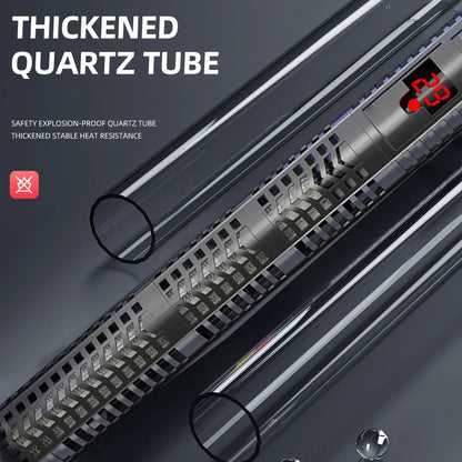 25W-300W Fish Tank Aquarium Heating Rod - Quartz Glass with Digital Display & Automatic Thermostat for Aquariums