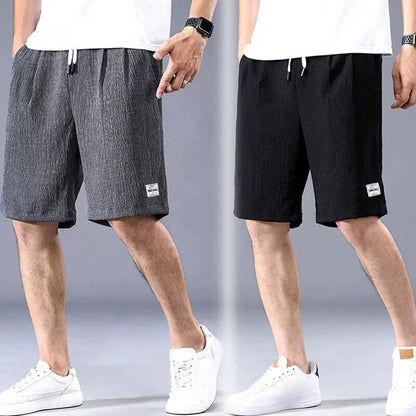 Men’s Ice Silk Sports Shorts – Loose, Breathable Cropped Pants for Casual Wear (XL-XXXL)
