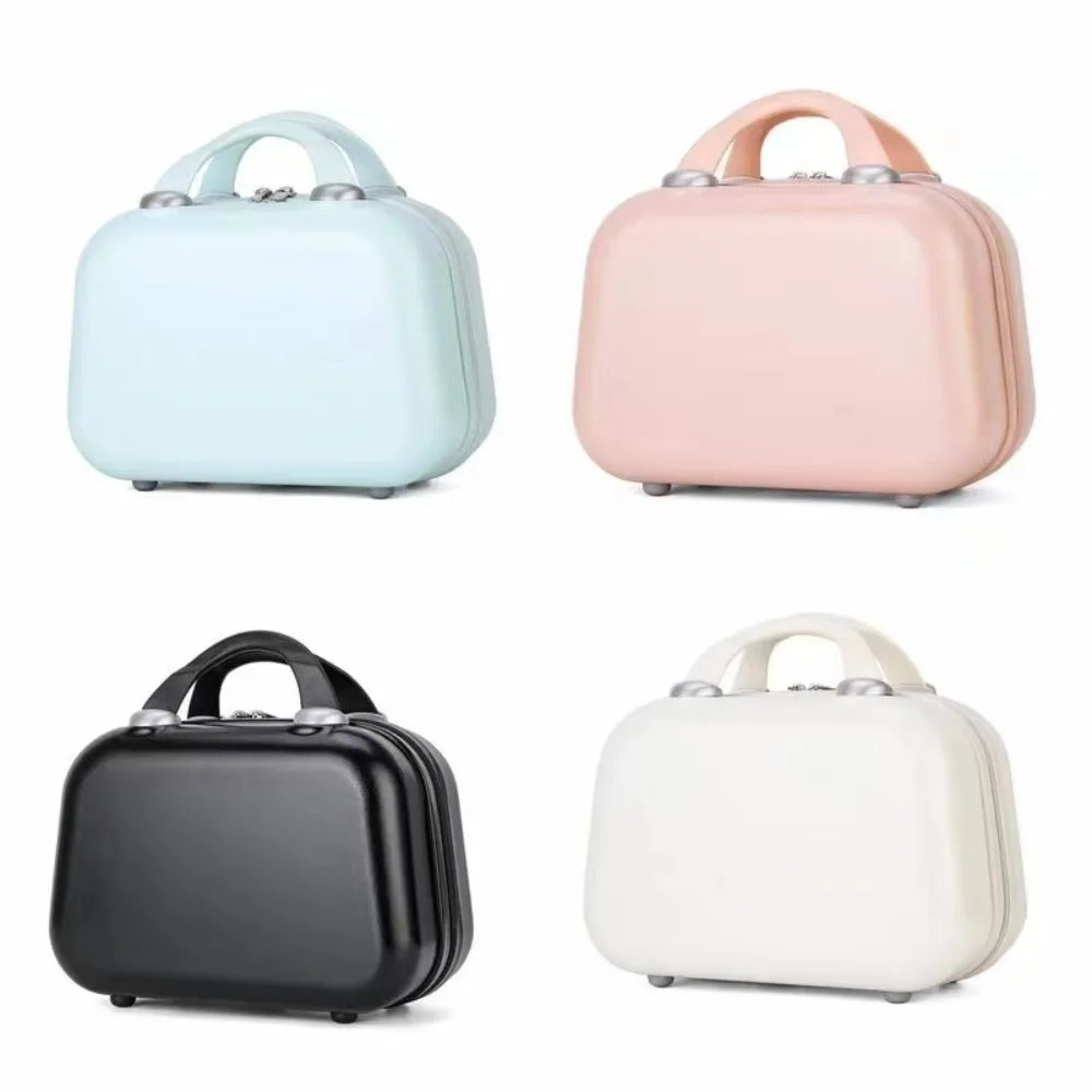 Portable 14-Inch Mini ABS Travel Suitcase – Waterproof Handheld Luggage & Makeup Storage Box with Zipper