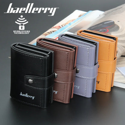 2023 RFID Men's Slim Mini Wallet - PU Leather, Hasp Closure, High Quality Short Card Wallet