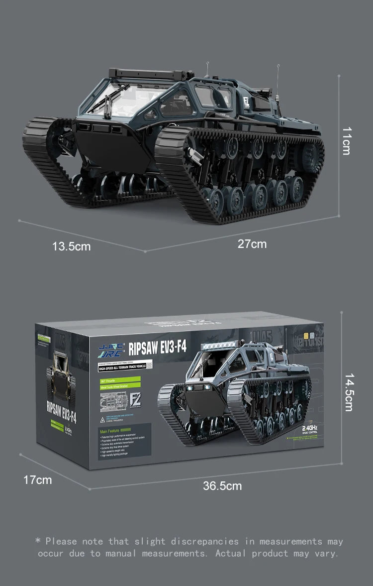 JJRC C8812 LED Tracked Tank RC Car — Full-Scale Simulation Model, Drift Remote Control Off-Road Vehicle Toy for Boys Gift