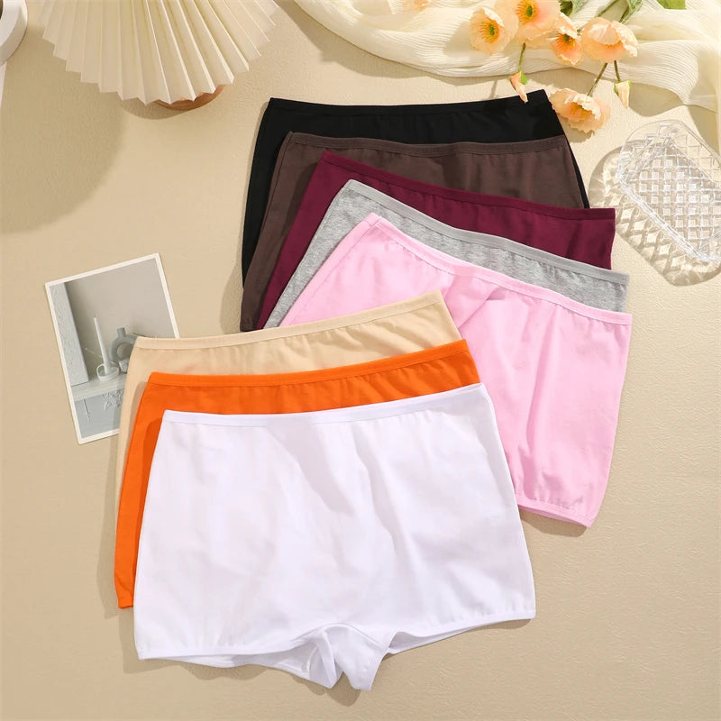 New Women’s Cotton Seamless Sports Panties – Solid Color Boxers, Cozy Lingerie Underwear XS-XL