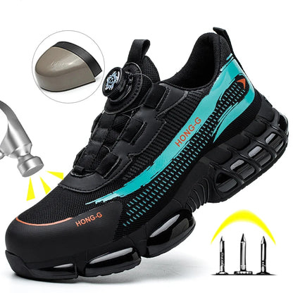 Men’s Safety Work Shoes – Steel Toe, Puncture-Proof, Anti-Smash Industrial Sneakers with Rotary Buckle