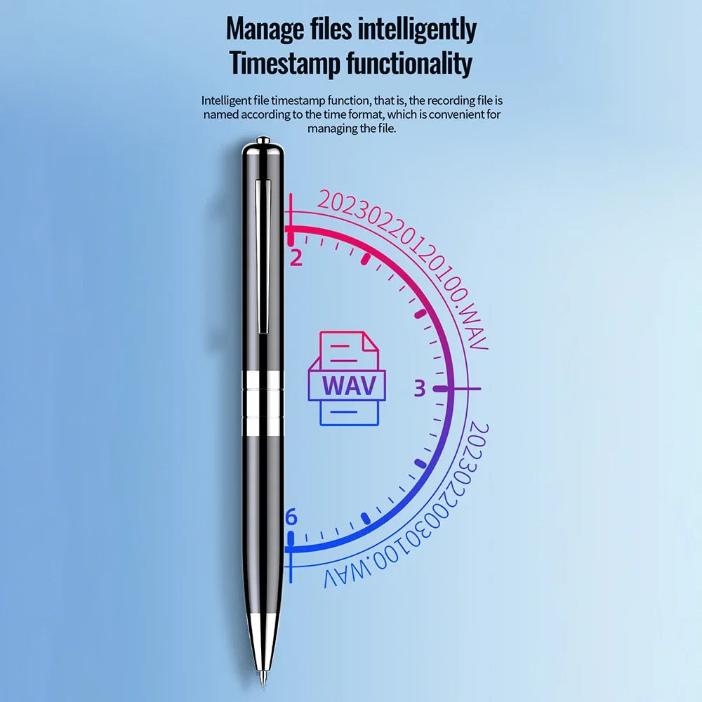 Digital Voice Recorder Pen — Professional Audio WAV Recording, Rechargeable Dictaphone & MP3 Player