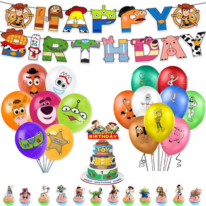 Disney Toy Story Buzz Lightyear Birthday Party Decoration Set – Foil & Latex Balloons, Happy Birthday Banner & Cake Topper for Kids Boys Hero Theme Party