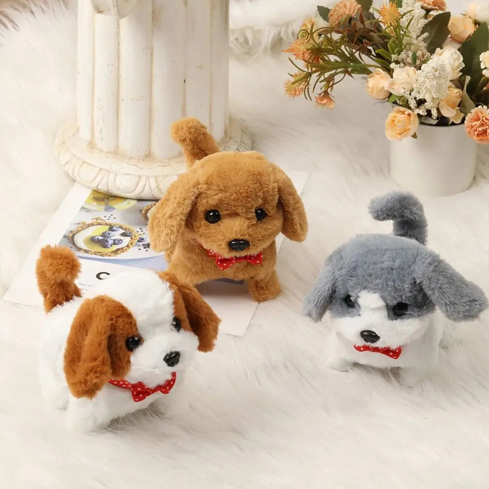Cute Plush Robot Puppy Toy - Interactive Walking, Barking & Tail Wagging Plush for Kids (No Battery)